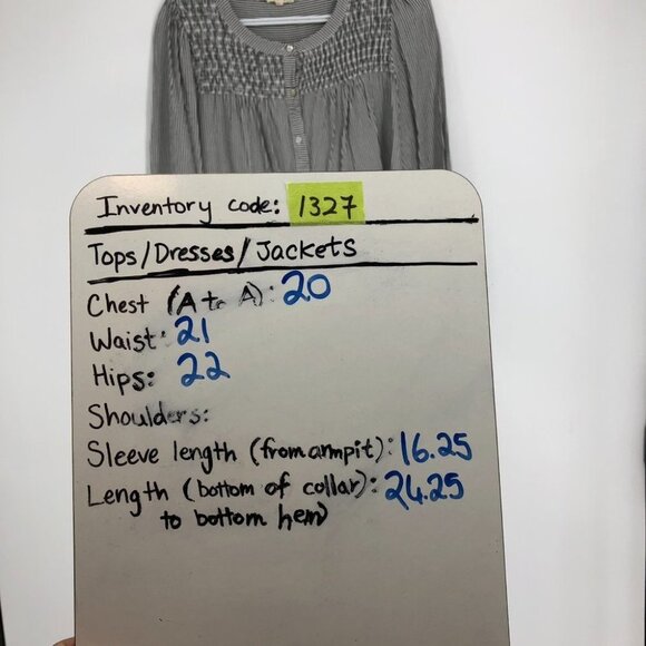 Jane and Delancey button down rayon striped long sleeve round neck top size S - Picture 10 of 11